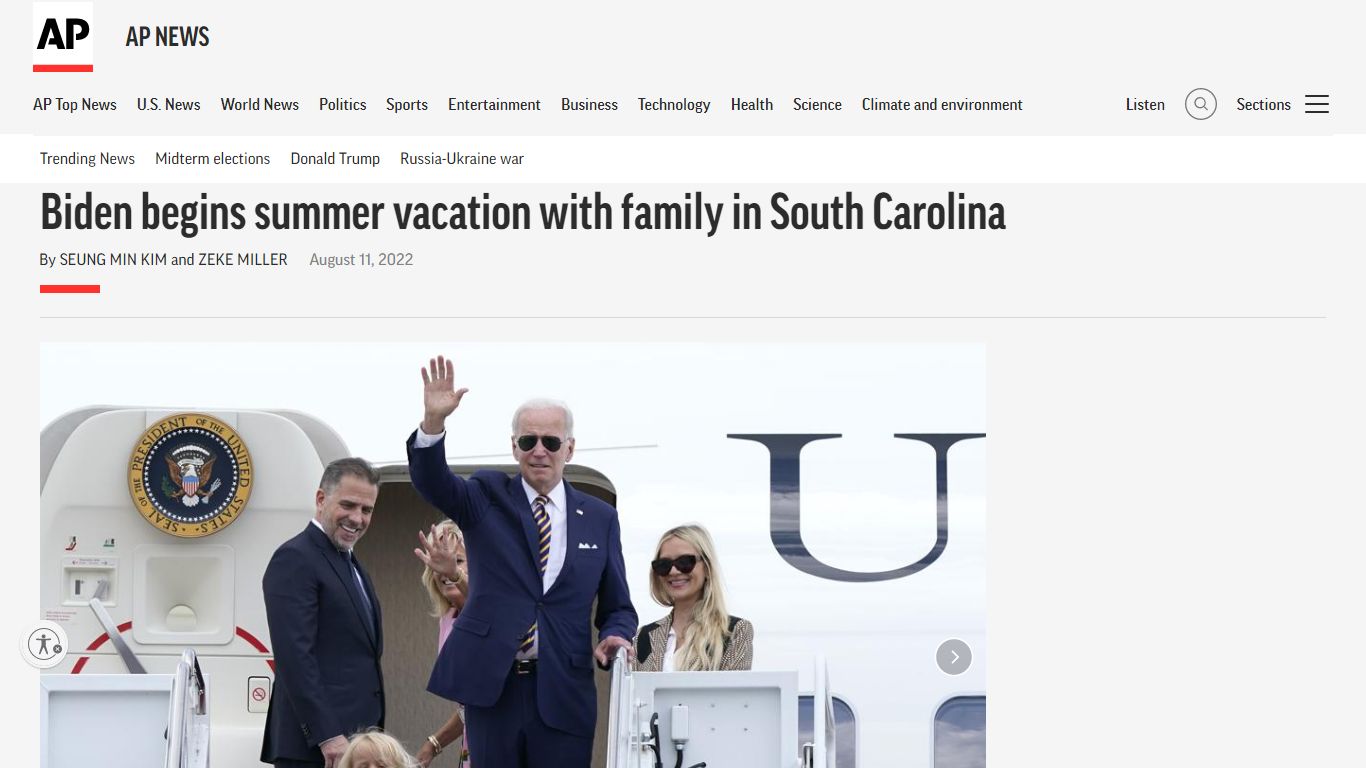 Biden begins summer vacation with family in South Carolina