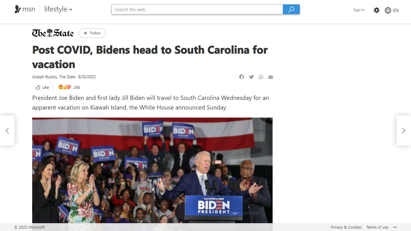 Post COVID, Bidens head to South Carolina for vacation